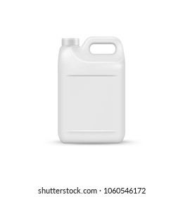 mock up liquid laundry detergent package, realistic blank plastic white canister. Mockup for brand and package design