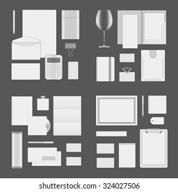 Mock up for Logo presentation corporate identity template design elements set. Vector Stationery objects business card, blank paper, envelope and other.