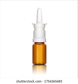 Mock up medical glass brown bottle. Vector illustration isolated on a white background.