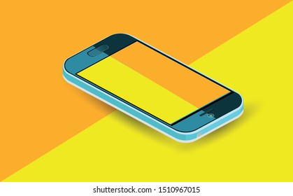 Mock up mobile phone. Isometric vector illustration.