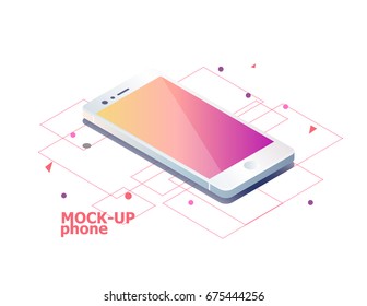 Mock up mobile phone. Isometric vector illustration.