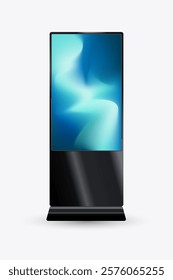 A mock up of modern LED TV Screen with gradient blue screen. and Vertical Led Display for technology LED Screen Mockup in 3Ds. editable LED vector, illustration