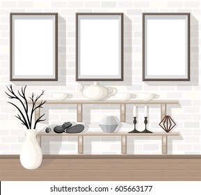 Mock up Modern Office Interior Flat Design Vector Illustration workplace concept Workplace concept. Modern home office