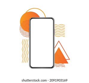 Maqueta del dispositivo de teléfono moderno. Vector eps10 plantilla de smartphone realista. Marco de pantalla móvil con pantalla vacía. La creativa de celda se burla de un fondo blanco aislado