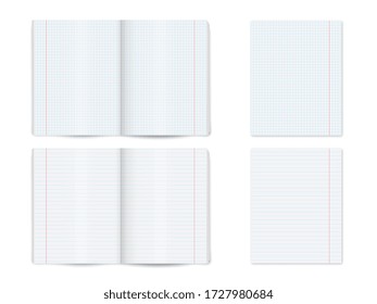 Mock up notebook, notepad isolated on white background. Vector illustration.
