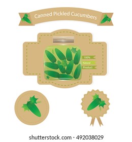 mock up packaging Label set for branding and advertising your farm products at the cafe shops and restaurants, home-made marinated cucumbers