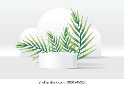 mock up of pedestal podium display stage for product cosmetic, vector illustration