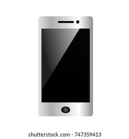 mock up phone silver smartphone with black luxury screen isolated on white background