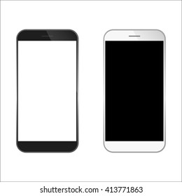 mock up phone vector design. black color smartphone and white color 