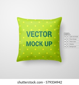 Mock Up of a Pillow in Lime Color Isolated on White Background