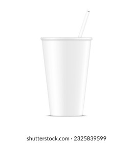 mock up of plastic cup with straw. Vector illustration