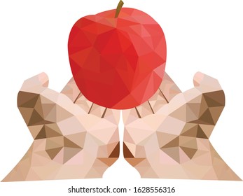 Mock up ,Poly hands cupped supports Apple.
