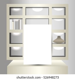 Mock up poster with book shelf background Modern template design