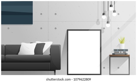 Mock up poster frame in living room , Interior background , vector , illustration
