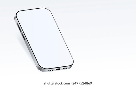 Mock up realista 3d smartphone pantalla blanca. Maqueta de teléfono. Celular de plata móvil aislado con fondo de pantalla en blanco para mostrar su diseño, sitio.