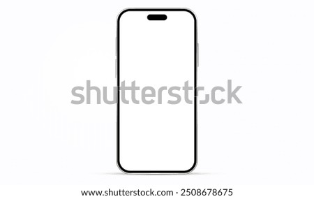 Mock up realistic 3d smartphone white screen. Phone front view mockup. Cellphone mobile isolated with blank screen background for display your design, site.	