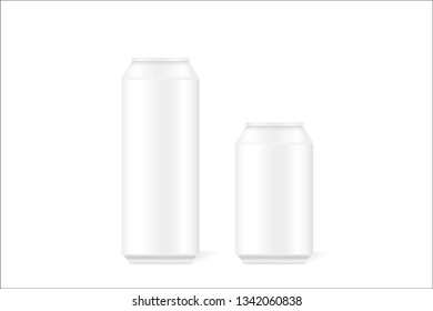 Mock up of realistic 3d tin cans for beer, alcohol,  carbonated drinks, soft drinks, colas, energy drinks. Can be used for your design. Vector illustration.