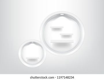 Mock up Realistic Empty Circle Shelves for interior to Show Product with light and shadow background illustration