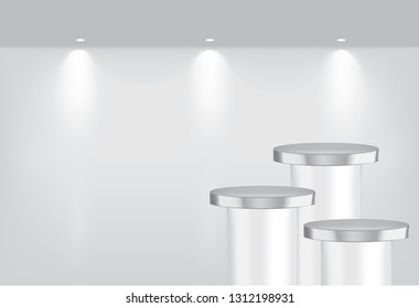 Mock up Realistic Empty Metallic Shelves for interior to Show Product with light and shadow background illustration