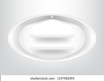 Mock up Realistic Empty Oval Shelf for interior to Show Product with light and shadow background illustration