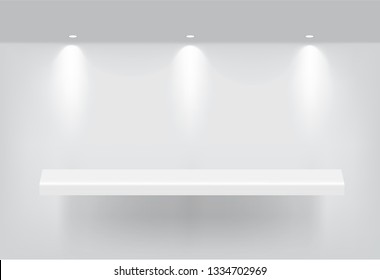 Mock up Realistic Empty Shelf for interior to Show Product with light and shadow background illustration