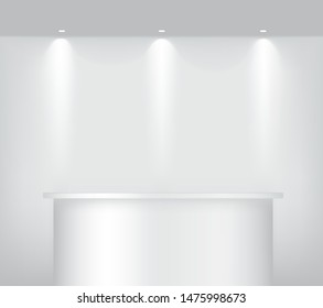 Mock up Realistic Empty Shelf to Table Podium for interior to Show Product with Spotlight and shadow background illustration