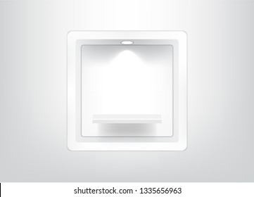 Mock up Realistic Empty Square Shelf for interior to Show Product with light and shadow on white background illustration