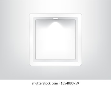 Mock up Realistic Empty Square Shelf for interior to Show Product with light and shadow on white background illustration