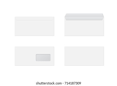 Mock up realistic envelopes with window. vector illustration on white background.

