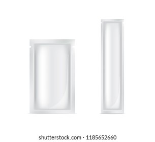 Mock up Realistic Foil Sachet for food product or skincare sample packaging vector illustration
