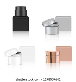 Mock up Realistic Glossy Cosmetic Bowl Set for Skincare Product Background Illustration