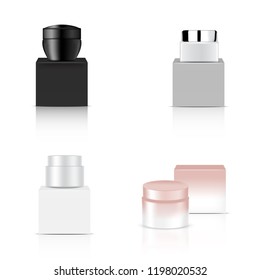 Mock up Realistic Glossy Cosmetic Bowl Set for Skincare Product Background Illustration