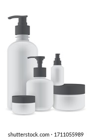 Mock up realistic glossy cosmetic, Set vector blank templates of cosmetic