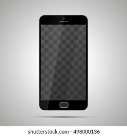 Mock up of realistic glossy smartphone with transparent place for screen on light background