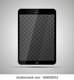 Mock up of realistic glossy tablet with transparent place for screen on light background