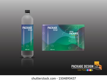 Mock up realistic, labels & plastic bottle, package design template.