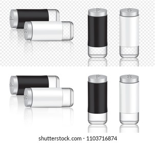 Mock up Realistic Metal Packaging Product For Salt and Pepper Bottle  isolated Background illustration.