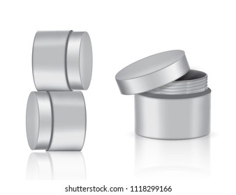 Mock up Realistic Metal Packaging Product For Cosmetic Beauty Jar  isolated Background.