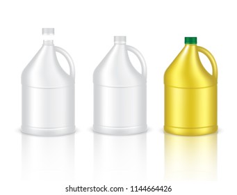 Mock up Realistic Plastic Gallon Packaging Product For Chemical Solution or Milk Bottle isolated Background.