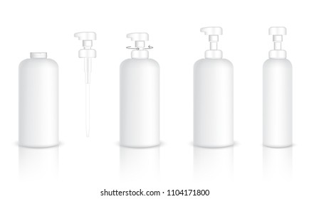 Mock up Realistic Plastic Packaging Product white color For Cosmetic Beauty Foam Soap or lotion Bottle isolated Background Illustration.