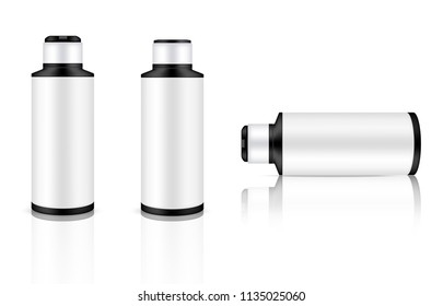 Mock up Realistic Plastic Packaging Product Black and white color For Cosmetic Beauty Bottle isolated Background.