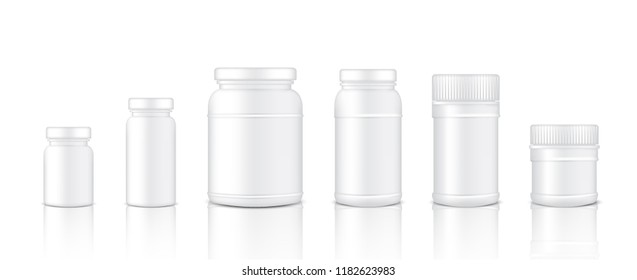 Mock up Realistic Plastic Packaging Product Jar For Protein or Medicine Bottle isolated Background.