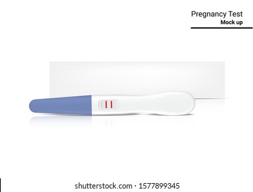 Mock up Realistic Pregnancy Test Gadget for Mom with Box Packaging. Hospital Tool design Vector Illustration. Medical and Health Concept.