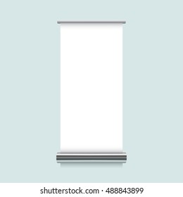 mock up of realistic roll up stand. 3d vector illustration