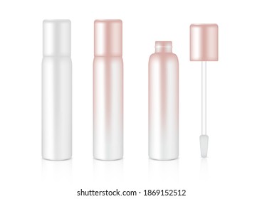 Mock up Realistic Rose Gold Bottle Cosmetic Lip Gloss Balm,Concealer, Oil for Skincare Product Packaging Background Illustration