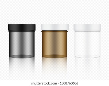Mock up Realistic Transparent Jar Packaging Product For Cosmetic Beauty and Health Care medicine Background.