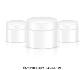 Mock up Realistic White Packaging Product For Cosmetic Beauty Jar  isolated Background.