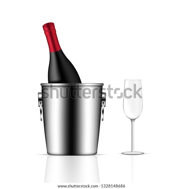 Download Mock Realistic Wine Bottle Ice Bucket Stock Vector Royalty Free 1328148686 Yellowimages Mockups