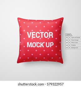 Mock Up of a Red Pillow Isolated on White Background