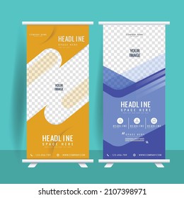 Modelo de diseño de Roll up. marca, volante, cartel, fondo, plantilla de diseño